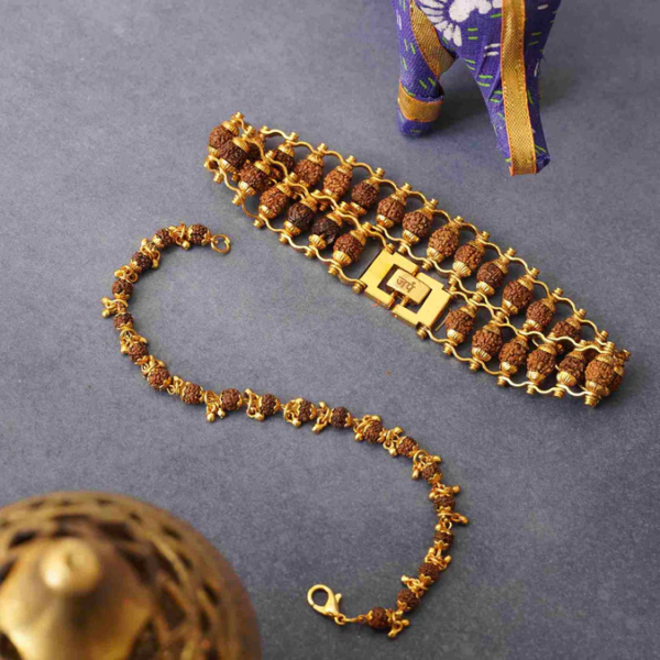 Gold Plated Modern Rudraksha Bracelet