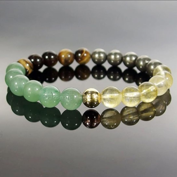 Money Magnet Cubical Band with Pyrite, Tiger Eye, Citrine & Aventurine Beads