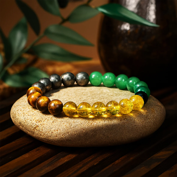 Money Magnet Fusion Band - Pyrite, Tiger Eye, Citrine & Aventurine Beads