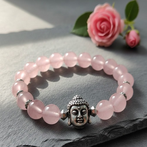 Rose Quartz Bracelet with Buddha